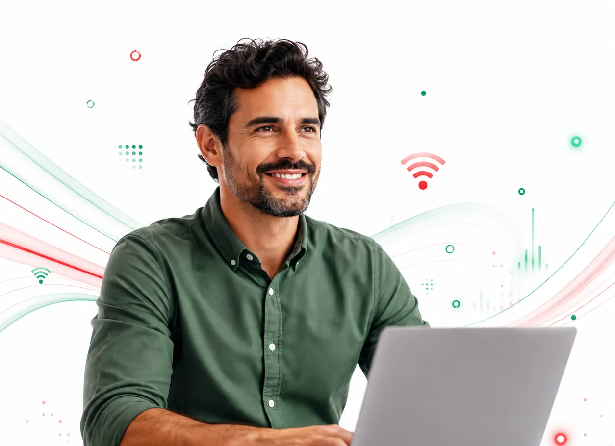 Empresário trabalhando com internet Hotfibra Empresas